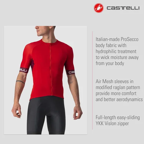 Vista 4 de CASTELLI Camiseta Entrata VI para hombre, manga de un cuarto con cremallera para aerodinámica, ciclismo de grava y ciclismo de carreras