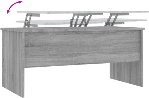 Vista 8 de Mesa auxiliar, mesa de comedor elevable, mesa de centro abierta adecuada para sala de estar, oficina, balcón, sala de estar familiar, Sonoma gris