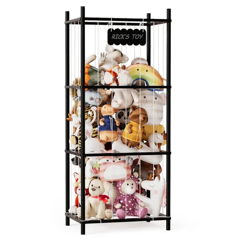 Vista 12 de SpaceAid Organizador de Almacenamiento de Animales de Peluche, Soporte de Almacenamiento de Juguetes de Peluche del Zoológico de Animales de Madera