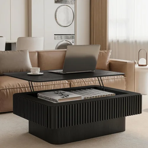 Vista 12 de Mesa auxiliar cuadrada de 31.52 pulgadas con almacenamiento, ratán natural y cuerda de cáñamo, función ajustable, mesa central vintage de granja