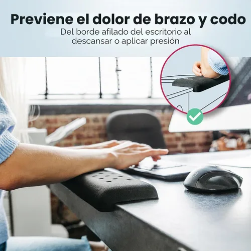 Vista 6 de EdgeRest PostureUp - Reposamuñecas largo en forma de L para codo, antebrazo y muñeca, soporte cómodo para mesa o escritorio, antideslizante, Negro
