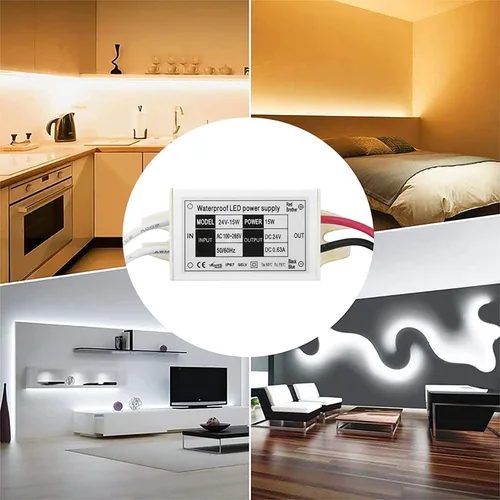 Vista 5 de Lustaled - Fuente de alimentación LED de 24 V, impermeable, IP67, 15 W, 24 voltios, transformador de corriente continua, 120 V CA a 24 V CC