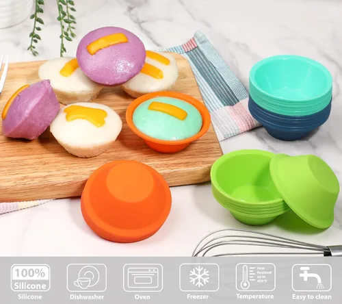 Vista 7 de Webake 24 Piezas Molde de Silicona para Puto Filipino de Tamaño Mediano, 7 cm Molde de Hornear para Puto Reutilizable, Libre de BPA y Antiadherente