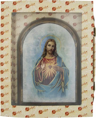 Vista 2 de William J. Hirten Placa de pared devocional con reflejos dorados (Sagrado Corazón de Jesús)
