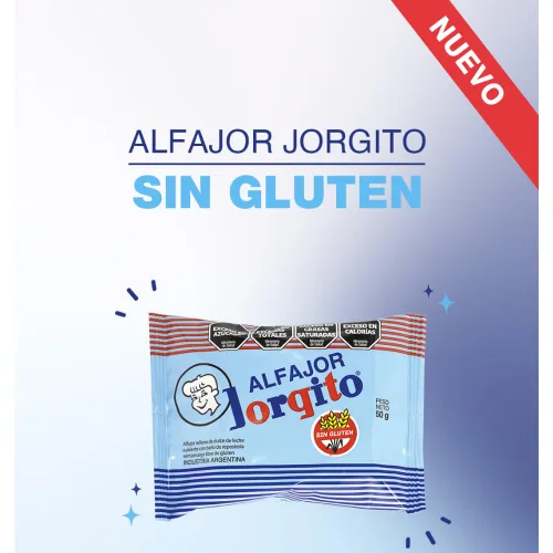 Vista 2 de Paquete de 6 Jorgito Alfajor sin gluten relleno de Dulce de Leche y revestimiento de chocolate, 50 g / 1.76 oz cada uno