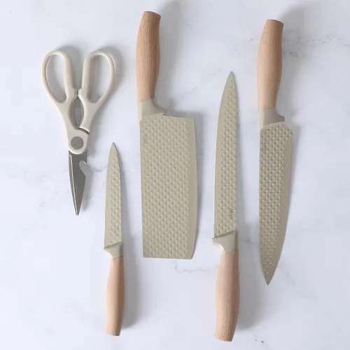 Vista 7 de Oster Gunderson Juego de Cuchillos de Cocina de 6 Piezas con Bloque, Juego de Cuchillos de Cocina de Acero Inoxidable con Cuchillas Afiladas