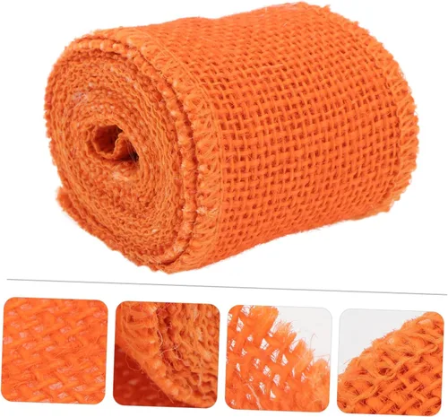 Vista 8 de TEHAUX Rollo de cinta de arpillera de yute de 2.4 in de ancho, 6.6 ft de largo para proyectos de manualidades de boda de Navidad