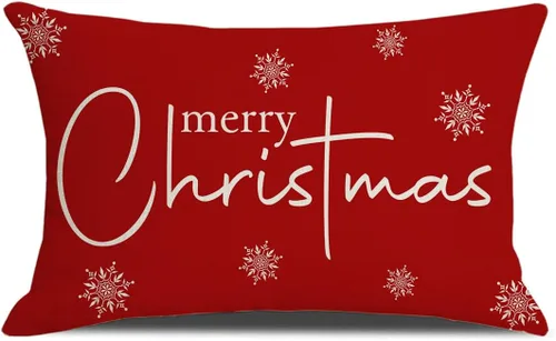 Vista 9 de wyooxoo Fundas de almohada navideñas de 12 x 20 pulgadas, decoraciones navideñas rojas, fundas de almohada lumbares rojas, fundas de almohada