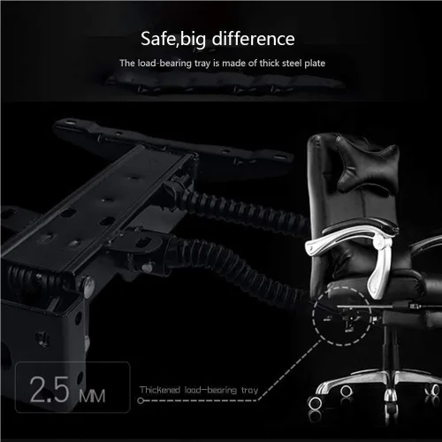 Vista 6 de Leather Desk Gaming Chair Height Adjustable Ergonomic High Backrest Office Computer Chairs with Headrest and Lumbar Support for Reception Study Milk