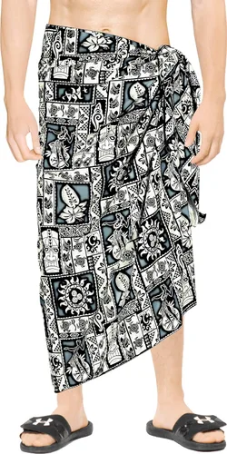 Vista 2 de LA LEELA Traje de baño de verano para hombre, pareo de vacaciones, ropa de playa, envoltura de lava de lava, pareos para hombres