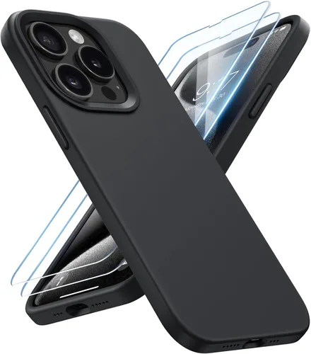 Vista 13 de Funda de silicona líquida delgada para iPhone 15 Pro, funda protectora a prueba de golpes de 6.1 pulgadas, protección antiarañazos contra caídas