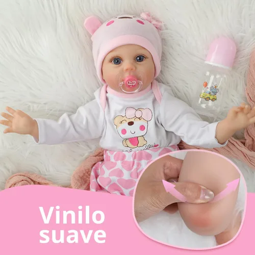 Vista 5 de Kdudgso Muñecas de bebé Reborn para niña de 22 pulgadas, muñeca de bebé de silicona realista, muñecas de bebé de la vida real hechas a mano, cuerpo
