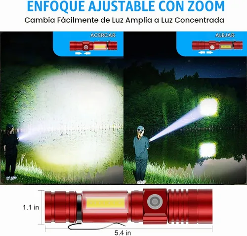 Vista 4 de Hoxida Linterna Recargable USB, Linterna LED Magnética, Linterna Táctica LED Súper Brillante con Luz Lateral COB, Impermeable, con Zoom, Mejor 1