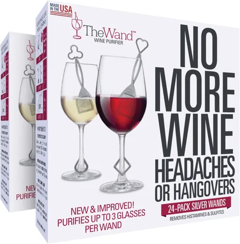 Vista 9 de PureWine The Wand Purificador de Vino - Filtros de vino tinto y blanco para histaminas y sulfitos, varitas eliminadoras de sulfitos, ayuda
