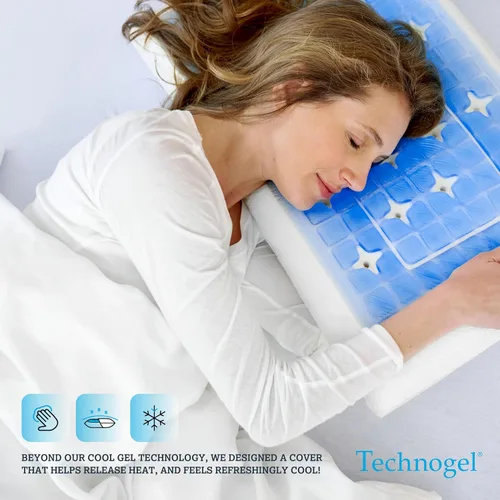 Vista 2 de Technogel Almohada de gel refrescante de lujo, tecnología de enfriamiento patentada, espuma viscoelástica inodora, soporte ergonómico transpirable