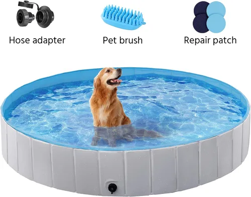 Vista 7 de YAHEETECH Plástico Plegable Duro, Gran bañera para perros, piscina colapsable, para Perros, Bañera para Mascotas, Perros, Gatos