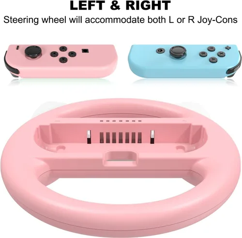 Vista 4 de momen Steering Wheels for Nintendo SwitchSwitch OLED Joy-Con Cute Racing Wheel Accessories for Switch JoyCon Controller (Pink&Blue)