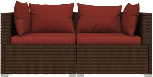Vista 5 de Sofá de sala de estar, muebles de balcón, juego de 3 piezas de patio con cojines, robusto y duradero, adecuado para porche, balcón u otros espacios