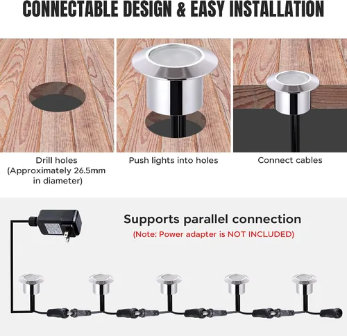 Vista 5 de Yescom Paquete de 5 luces LED de aluminio para terraza, iluminación de paisaje de bajo voltaje de 12 V, blanco cálido de 3000 K, IP67, impermeable