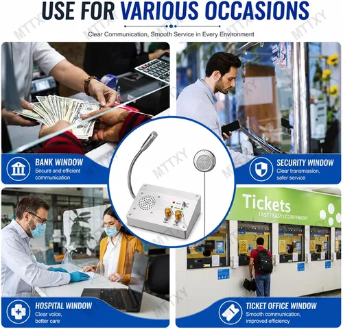 Vista 7 de Sistema de intercomunicación de ventana, altavoz de ventana, control de volumen independiente, función de grabación para agencia de viajes, oficina