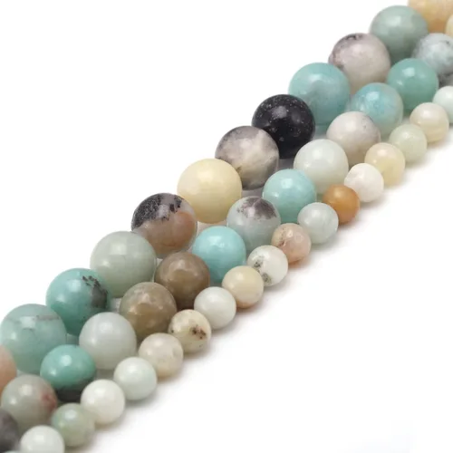 Vista 2 de Youngbling Cuentas de Gemas Naturales para Hacer Joyería, Cuentas de Piedra Lisas y Pulidas de Amazonita Redondas de 8mm para Pulseras y Collares