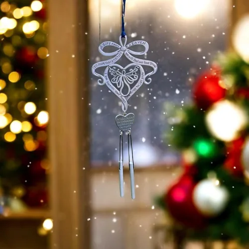 Vista 9 de Mooney Tunco, memorial con llamador de ángel "A Gift from Heaven" Engraved Pewter Wind Chime in Gift Box with Poem for Funeral Sympathy Gift or to