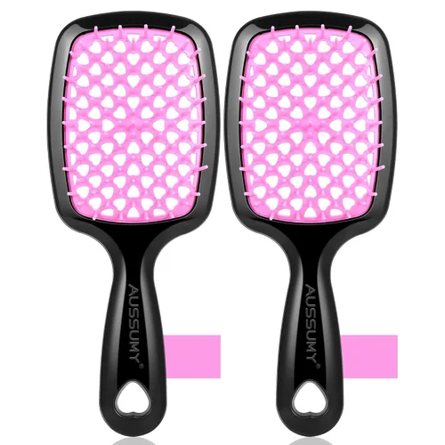 Vista 19 de Cepillo desenredante ventilado para el cabello, paquete de 2 cepillos desenredantes con cerdas suaves para que no se enreden sin esfuerzo, ideal