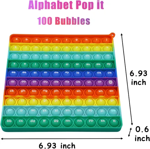 Vista 2 de PETBSNVB Alfabeto de ambos lados, letra, ABC, tablero pop fonético, cuadrado popper, Montessori educativo para jardín de infantes, aula de niños