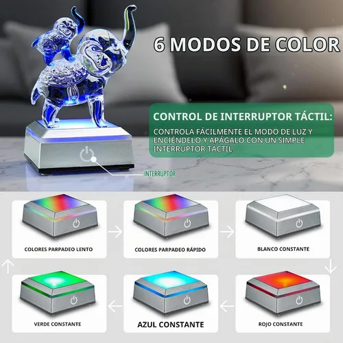 Vista 3 de Base de luz LED de 2,6 pulgadas para el soporte de exhibición de arte de acrílico de cristal RGB