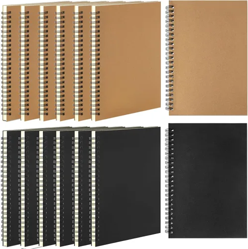 Vista 22 de Leelosp 12 cuadernos pequeños en espiral forrados en espiral, cuaderno con rayas universitarias, cubierta de papel kraft encuadernado con alambre