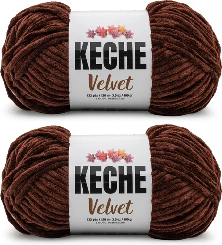 Vista 174 de Keche Hilo para ganchillo, hilo de terciopelo, chenilla suave, manta de bebé voluminosa amigurumi Yarn 3.53 oz (132 yardas) - Arona