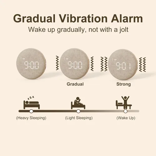 Vista 4 de REACHER Reloj despertador vibratorio de viaje para adultos con sueño pesado, reloj despertador digital doble, compacto debajo de la almohada