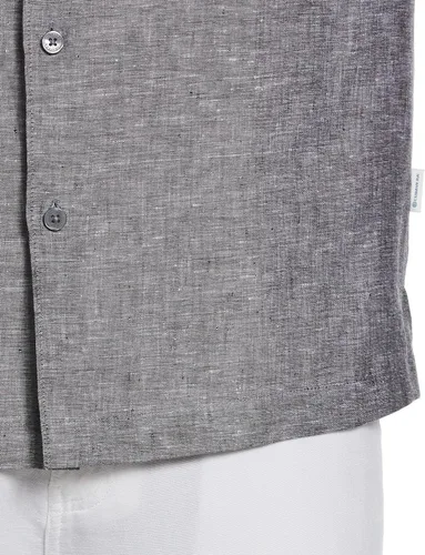 Vista 3 de Cubavera Camisa de lino con botones de manga corta de teñido cruzado para hombre