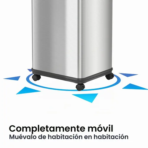 Vista 3 de [Usado] iTouchless - Cubo de basura para cocina de 13 galones, con sensor, con ruedas Plata clara/negro