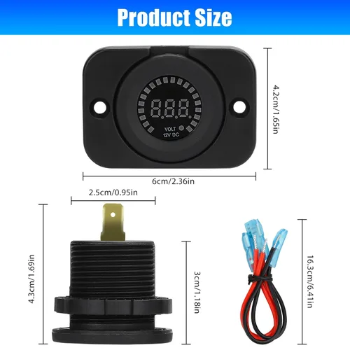 Vista 6 de Linkstyle Medidor de Batería de 12 V, Voltímetro Impermeable de 12 V, Medidor de Voltaje de Pantalla Digital para Marina, Auto, Motocicleta