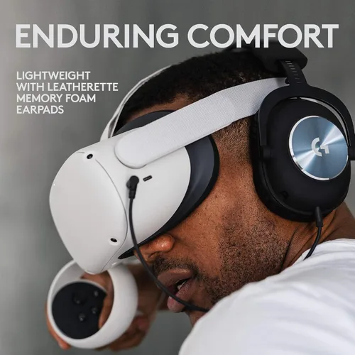 Vista 5 de Logitech G PRO Gaming Headset for Oculus Quest 2 - Oculus Ready - Custom-length Cable - PRO-G Precision Gaming Audio Driver - Steel and Aluminum