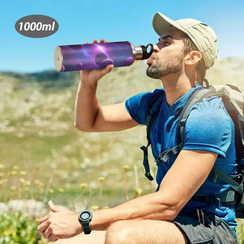 Vista 7 de Stainless Steel Vacuum Insulated Water Bottle 20 Oz, BPA-Free Sport Water Bottle for Gym Outdoor Travel School, Cosmic Scene Purple Planets