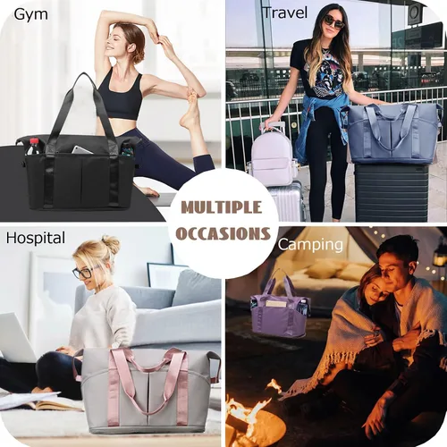 Vista 3 de Bolsa de lona expandible, bolsa de viaje, bolsa de gimnasio deportiva para mujeres y hombres, fin de semana, durante la noche, hospital, para llevar
