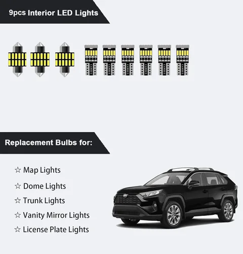 Vista 3 de 10 piezas de kit de luces LED para interior de RAV4, superbrillantes, bombillas LED para mapa y techo para Toyota RAV4 2016 2017 2018 2019 2020