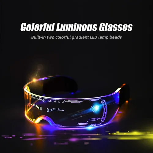 Vista 8 de Gafas, gafas de sol brillantes, gafas de fiesta brillantes, máscaras de neón, juguetes, concierto de música vocal, gafas decorativas, DJ