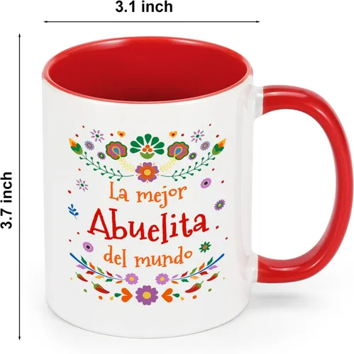 Vista 7 de YHRJWN Taza de café Abuela La Mejor Abuelita Del Mundo, regalo para la abuela en español para el día de la madre, cumpleaños, Navidad, regalo