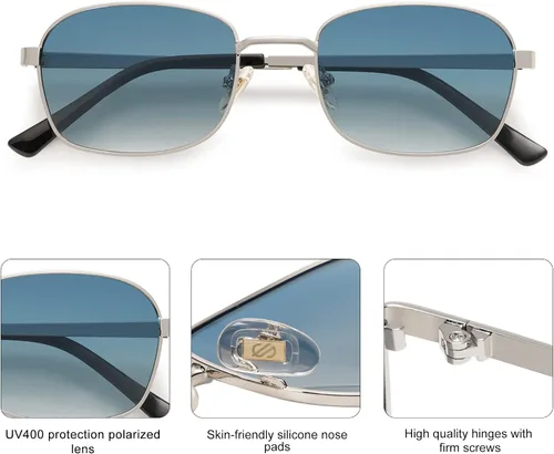 Vista 8 de SOJOS Retro Polarized Oval Sunglasses for Women Men Trendy Classic Shades UV400 Protection SJ1177