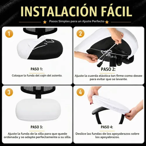 Vista 7 de Fundas de cojín elásticas resistentes al agua para silla de oficina separadas con fundas para reposabrazos, funda universal de elastano para silla