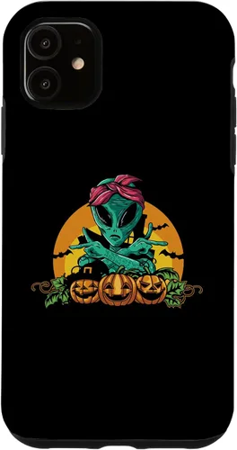 Vista 5 de iPhone 13 Pro Alien Peace Sign Halloween Costume Pumpkin Men Women Kids Case