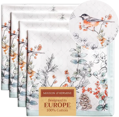 Vista 86 de Maison d' Hermine Juego de 4 servilletas de tela 100% algodón, suaves y duraderas, servilletas cuadradas reutilizables para uso diario, lavables