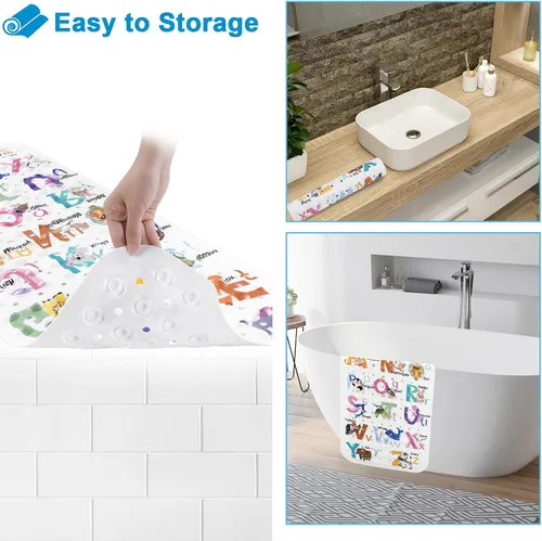 Vista 5 de Topotdor Alfombra de Baño para Bebé para Bañera para Niños, 40 X 16 Pulgadas Extra Larga Alfombra de Bañera para Niños Pequeños Antideslizante