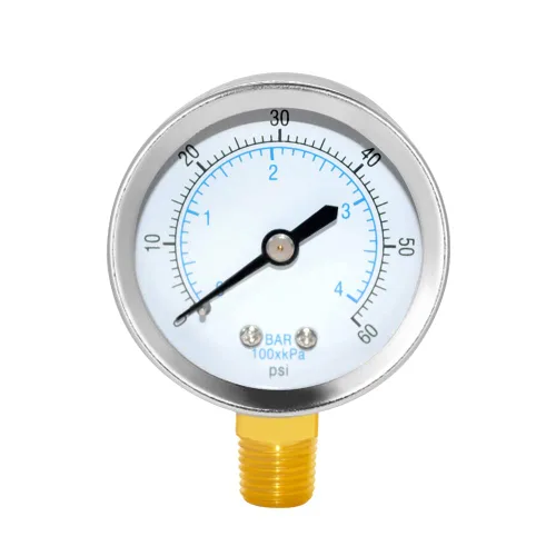 Vista 13 de Joywayus Manómetro de presión 0-30 PSI, latón 1/4" NPT rosca macho montaje inferior, relleno de glicerina, carcasa de acero inoxidable, función