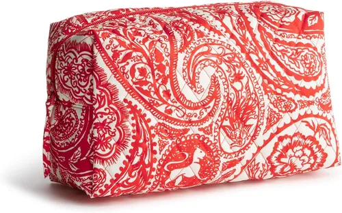Vista 8 de Vera Bradley Bolsa de maquillaje cosmética grande de algodón premium Paisley floreciente