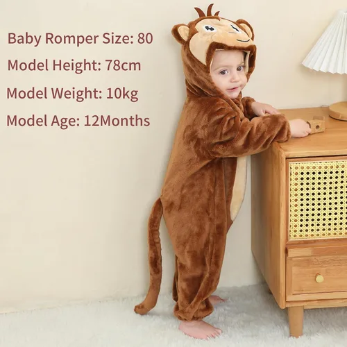 Vista 5 de MICHLEY Baby Girls Boys Hooded Romper Infant Toddler Animal Halloween Party Outfit Jumpsuit 2-24 Months