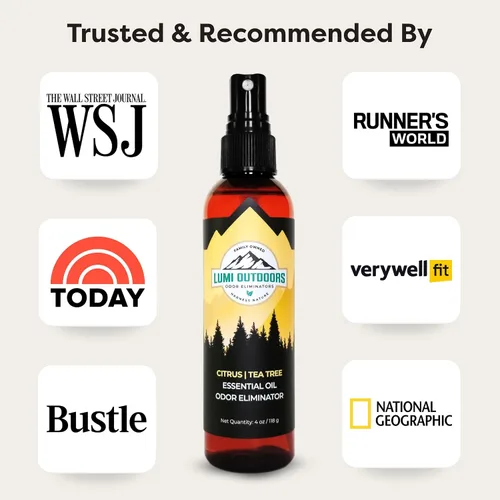 Vista 4 de Lumi Outdoors Desodorizador natural para zapatos en aerosol y eliminador de olores, aceite esencial de árbol de té cítrico fresco